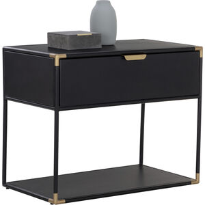 Doone 32 X 26.25 inch Matte Black / Black / Brass Night Stand
